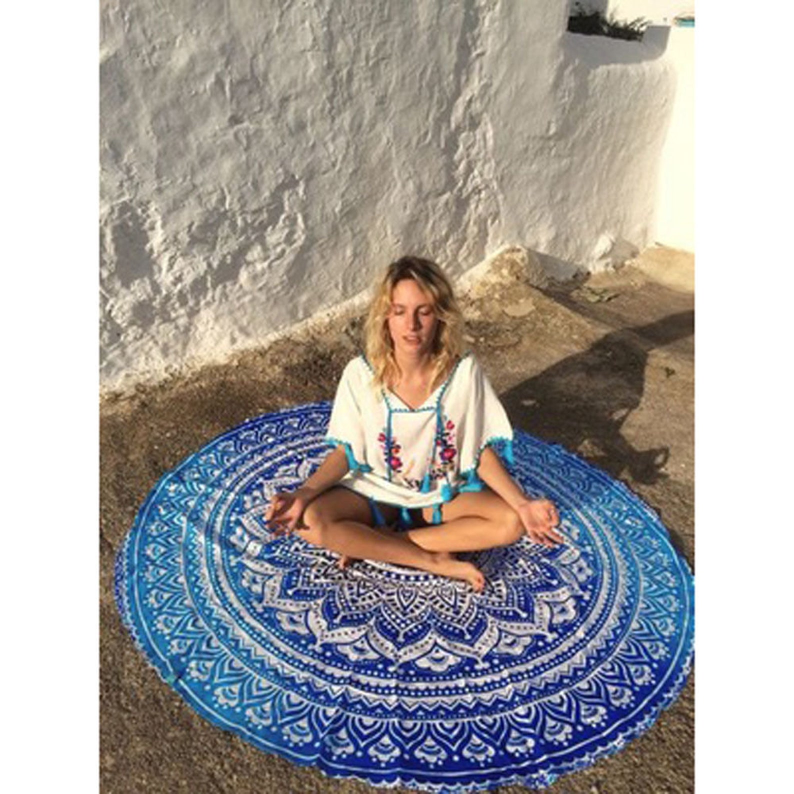 Indian Meditation Round Yoga Mat 72 Inches Hippie Bohemian Etsy