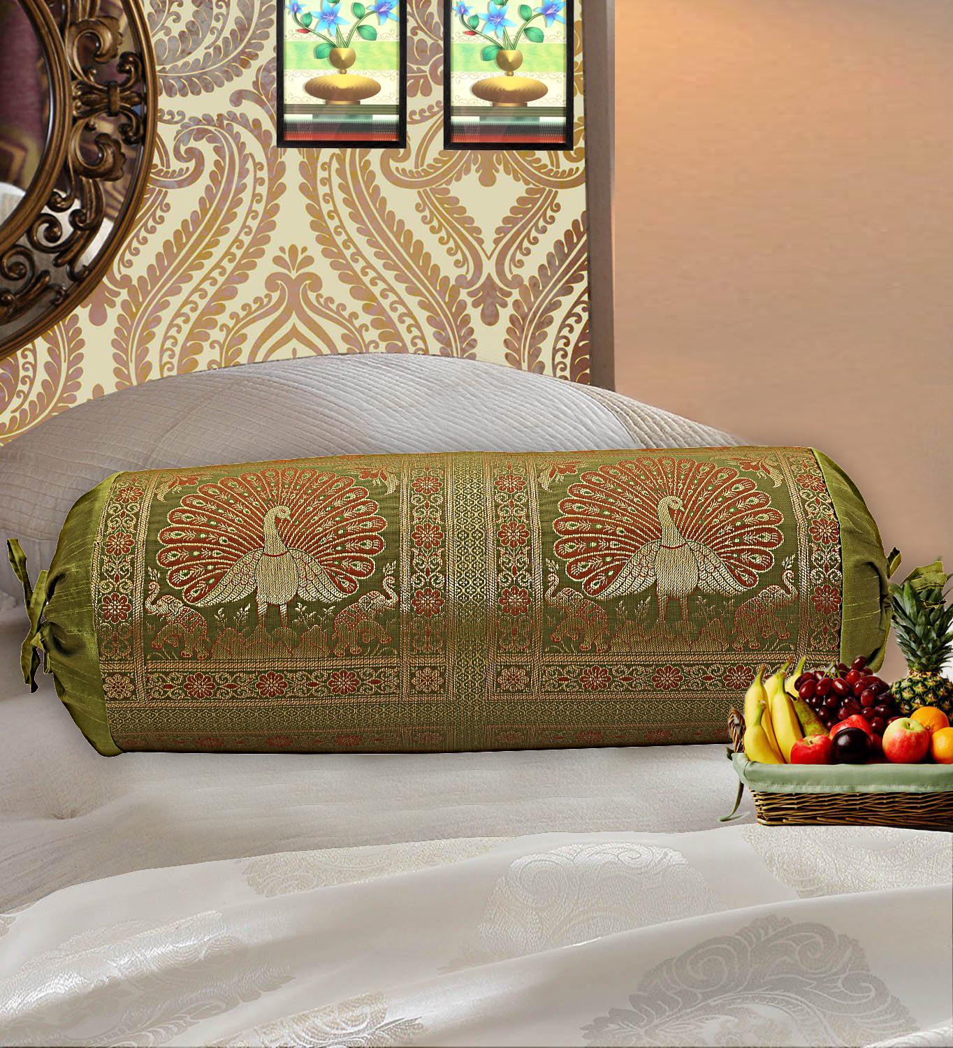 Indian Bolster Brocade Silk Ethnic Traditional Yoga Throw Pillow Bolster Cushion Cover Round Neck Roll Cylindrical Bolster 15 X 30 Etsy Canada