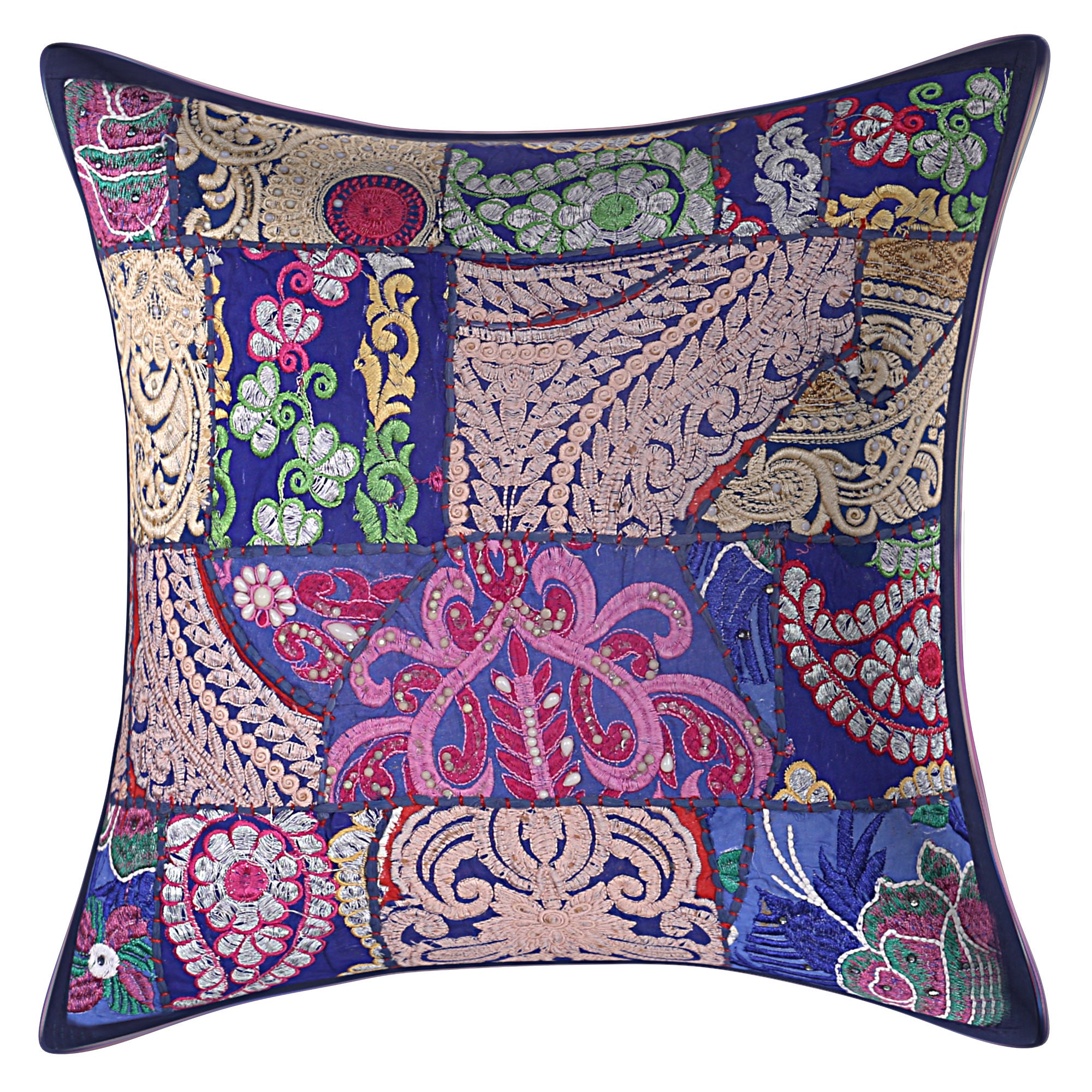 Indian Cotton Cushion Cover Handmade Embroidered 24 Etsy UK