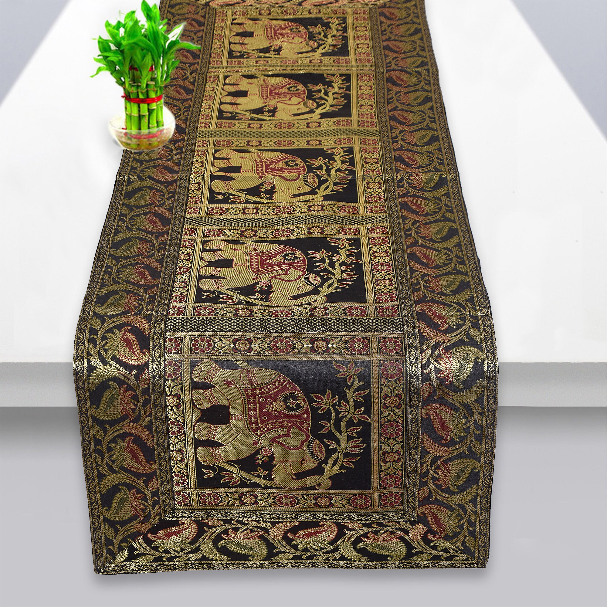 Indian Table Runner Rustic Home Decorative Silk Mandala Design Wedding