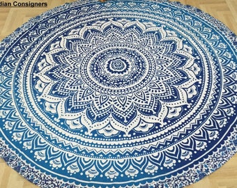 Mandala Round Tapestry Cotton Beach Blanket (72 Inches)