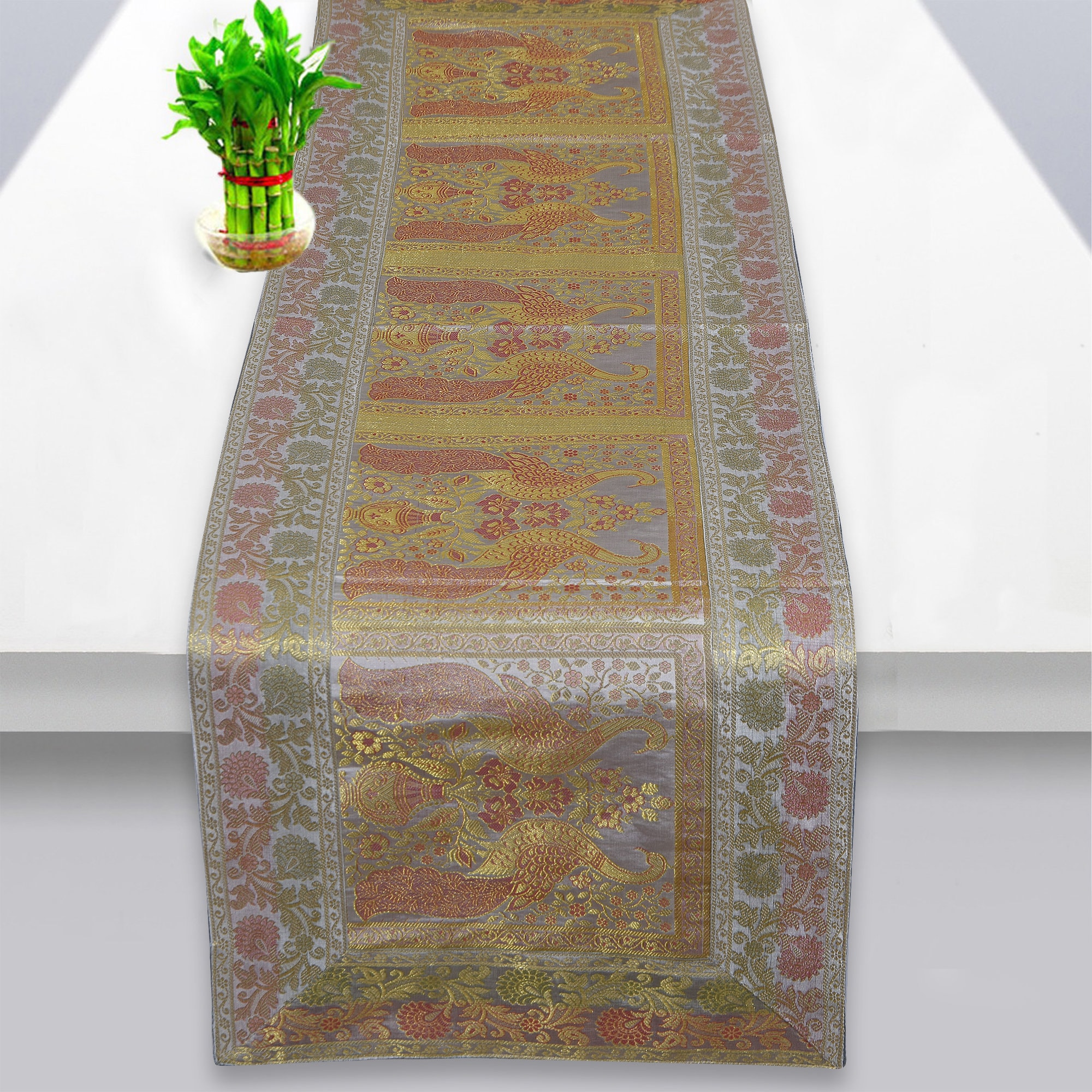Indian Table Runner Rustic Home Decorative Silk Mandala Design Wedding