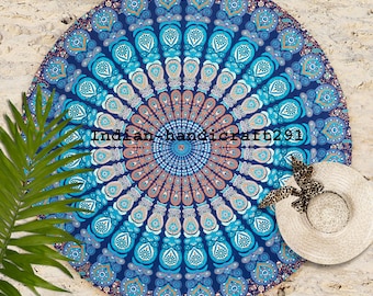 Indian Roundie beach towel, circle beach throw, beach accessory, mandala round towel, tapestry, 100% cotton, terry cloth towel Bohemian