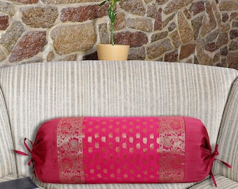 Indian masand Pillowcase Cover Handmade Brocade Silk Bolster Pillowcase Cushion