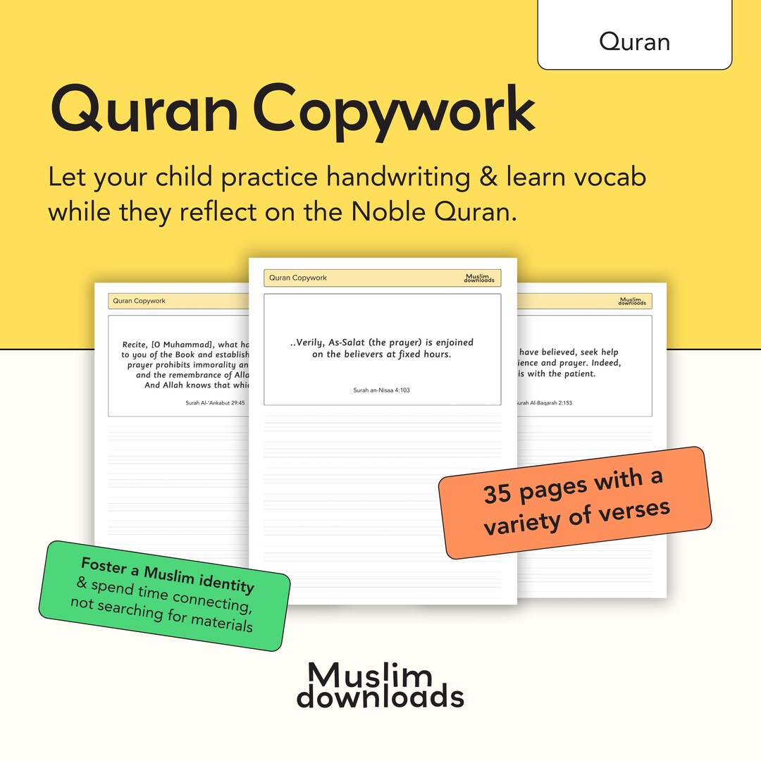 Quran Copywork English Handwriting Practice Quran Reflection Quran ...