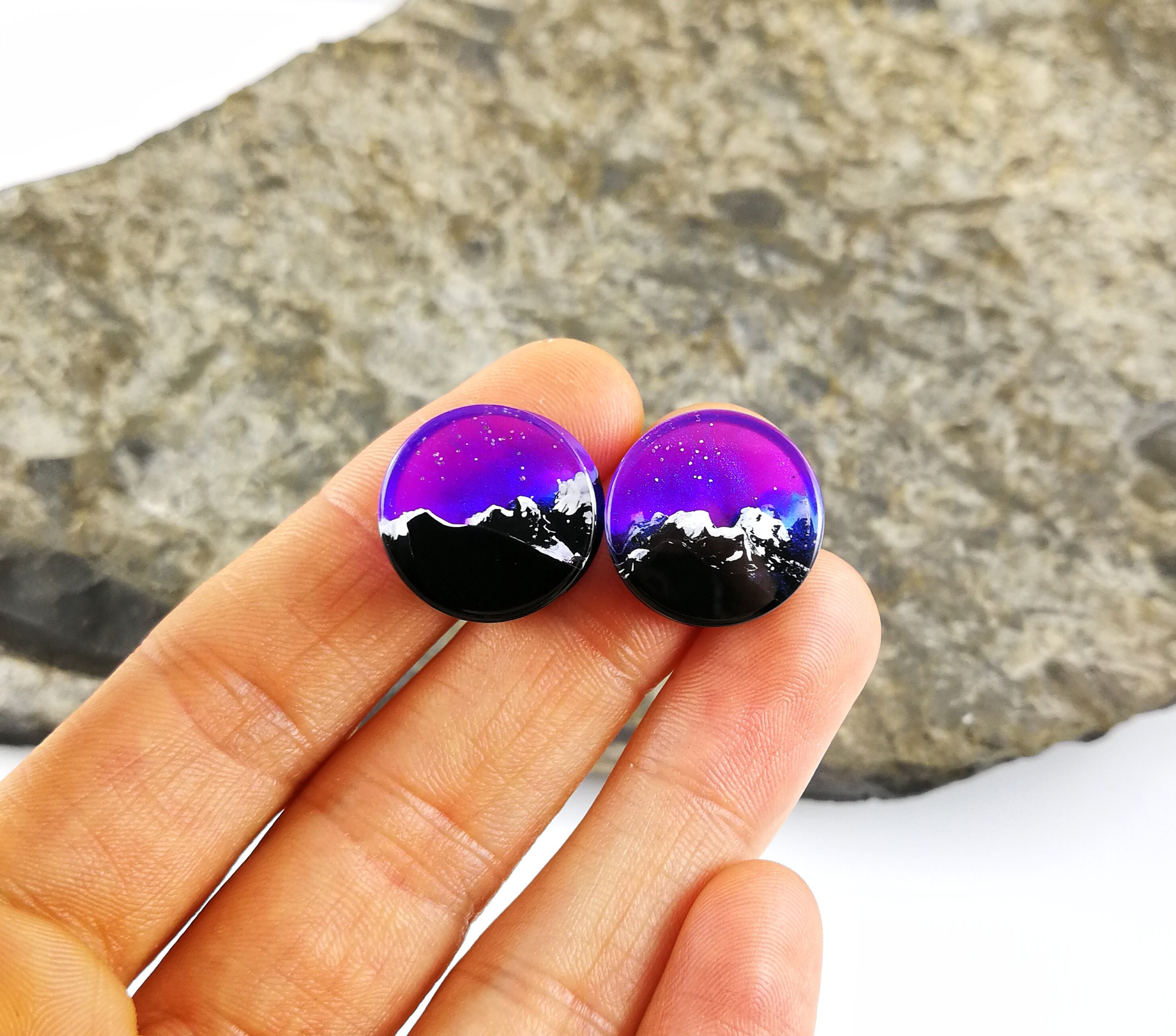 Custom Resin Ear Plugs Handmade Unique Ear Gauges Snowy Etsy