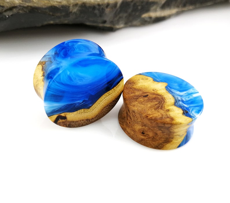 7/8 Inch Ear Plugs Handmade Wooden Plugs and Tunnels Resin Etsy