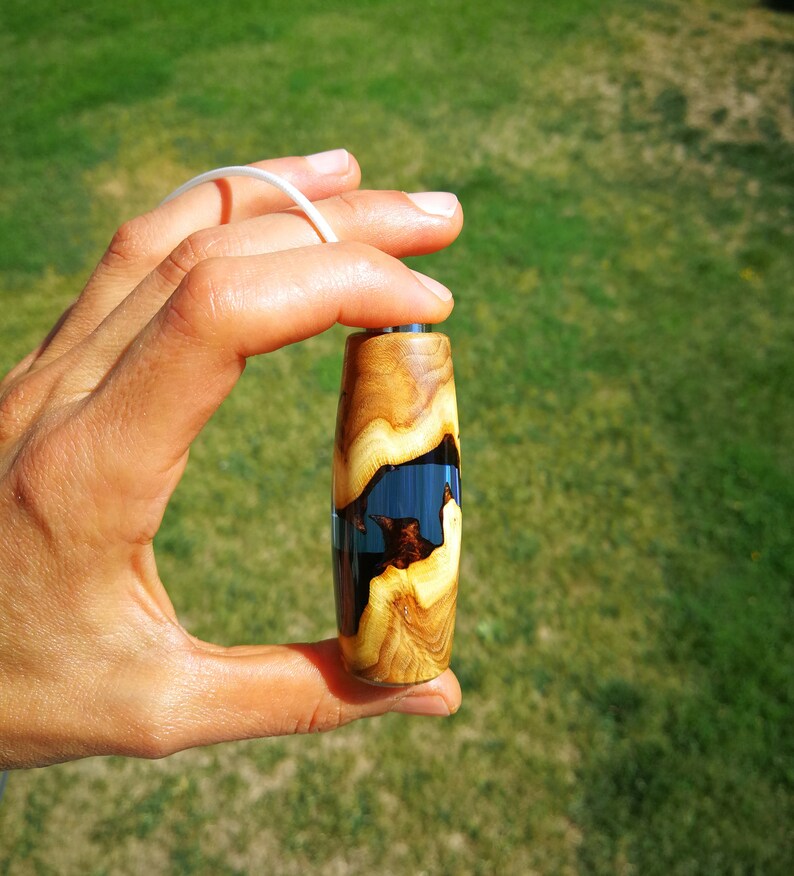 Wood Resin Light Pull with Cord Connector Blue Bathroom Light Etsy