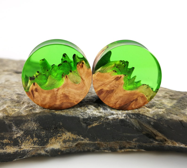 Ear Plugs Resin Wood Ear Plugs Wood Gauges and Tunnels Etsy