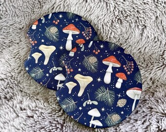 Juego de posavasos para coche con setas festivas