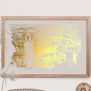 San Gimignano Gold Foil Print, Tuscany Landscape, Siena Tuscany Art Print, Italy Travel Poster, Modern Decor, Elegant Office Wall Art