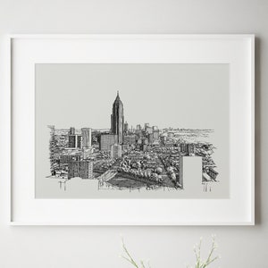Atlanta Art - Black & White Pen and Ink Drawing Print, Atlanta Skyline Print, USA Travel Gallery Wall Art, Atlanta Georgia Gift, Office Art