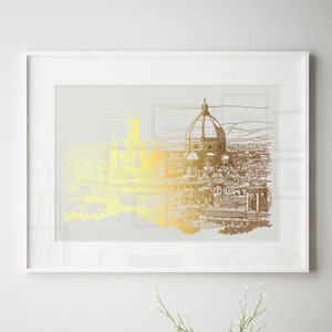 Florenz Italien Kunstdruck, Florenz Wandkunst, Florenz Poster, Goldfolie Kunstdruck, Architektur Kunstdruck, Italienische Landschaftskunst