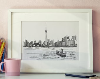 Toronto Skyline, CN Tower Toronto Print, Toronto Canada, Black & White  Architecture Print, Housewarming Gift for Home, World Traveler Gift
