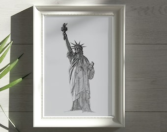 Statue of Liberty New York City Wall Art, NYC Art Print, Symbol of New York Black and White, Lady Liberty, Famous Landmarks, New York Gifts