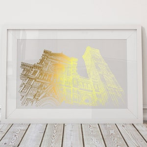 Florence Cathedral Gold Foil Print, Cathedral of Santa Maria Original Line Art, Florence Church, Italy Travel Gift, Architecture Prints
