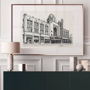 Oakland Fox Theatre Architecture Sketch, Black and White Bay Area Art ...