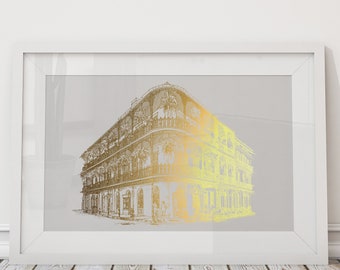 New Orleans Gold Foil Print, Labranche House Art Print, New Orleans Wall Decor, New Orleans Gift, Architecture Print, City of New Orleans