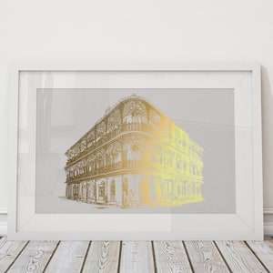 New Orleans Gold Foil Print, Labranche House Art Print, New Orleans Wall Decor, New Orleans Gift, Architecture Print, City of New Orleans