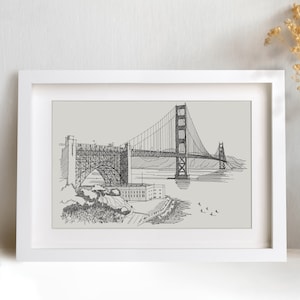 Golden Gate Bridge Print, San Francisco Art, Iconic Bridge Architecture, Black and White Art, San Francisco Poster, California Travel Gift