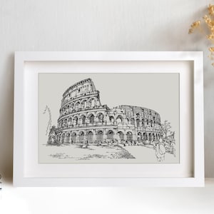Colosseum Print - Italian Architectural Drawings, Ancient Rome Poster, Italy Travel Gift, Roman Architecture, Rome History Landmarks Art