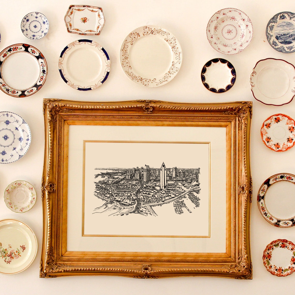 San Diego Wall Art San Diego Skyline Architectural Poster | Etsy