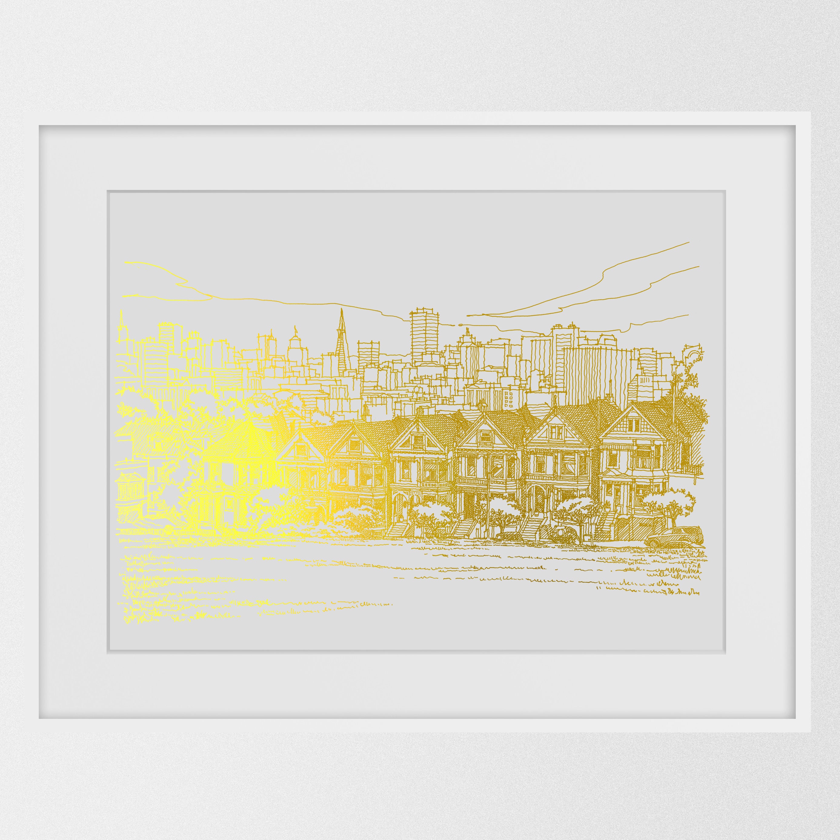 Painted Ladies San Francisco Poster, Original Line Art San Francisco ...
