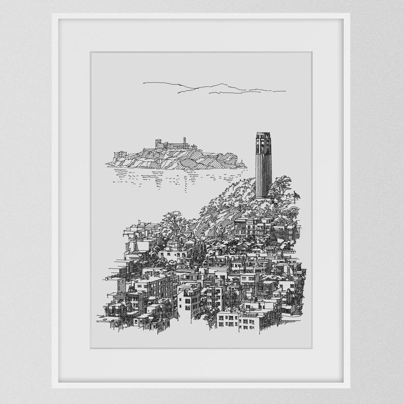 Architecture Print Coit Tower Print California Gift Pen and Ink San Francisco Drawing