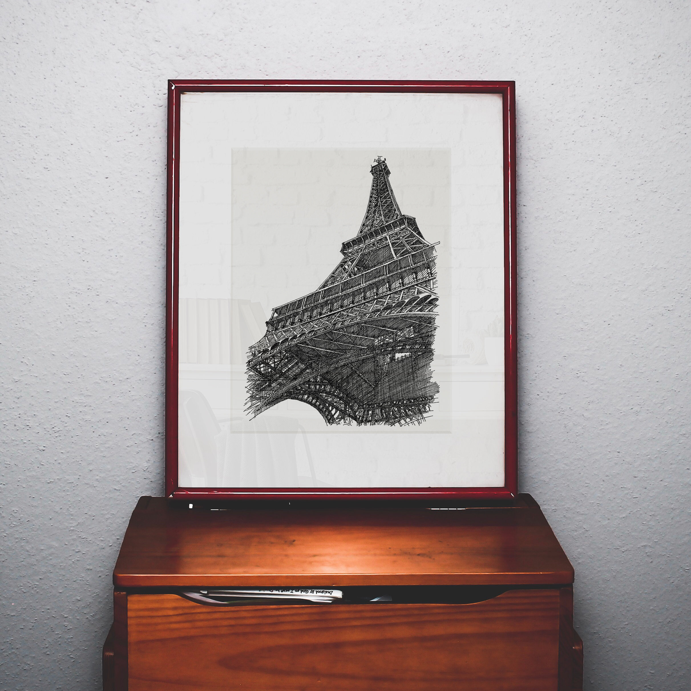 Eiffel Tower Sketch Print, Hand Drawn Paris Wall Art, Paris Architecture Print, Modern Line Drawing, World Landmarks, Paris Travel Poster