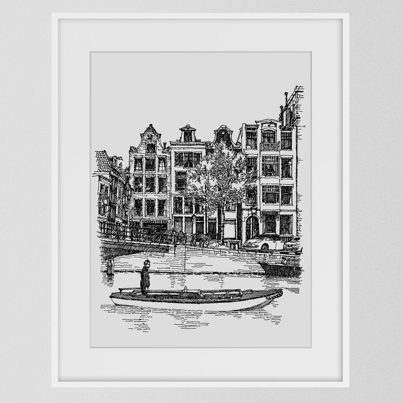 Amsterdam Wall Art Pen & Ink Original Artwork Hand Drawn Etsy