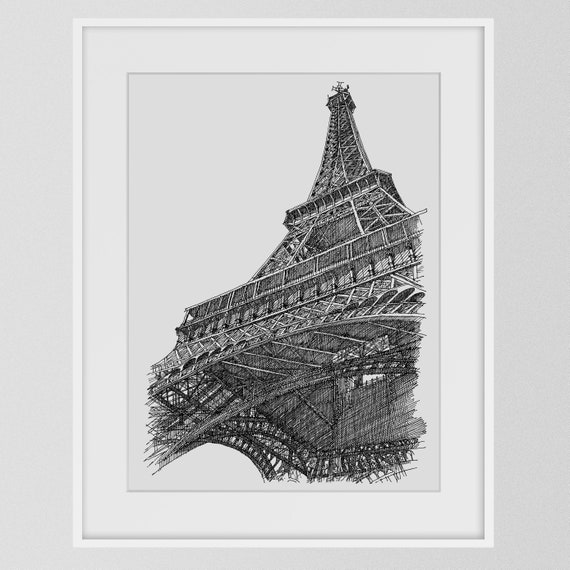 Freehand drawn sketch, peace for Paris, Eiffel Tower, Paris on