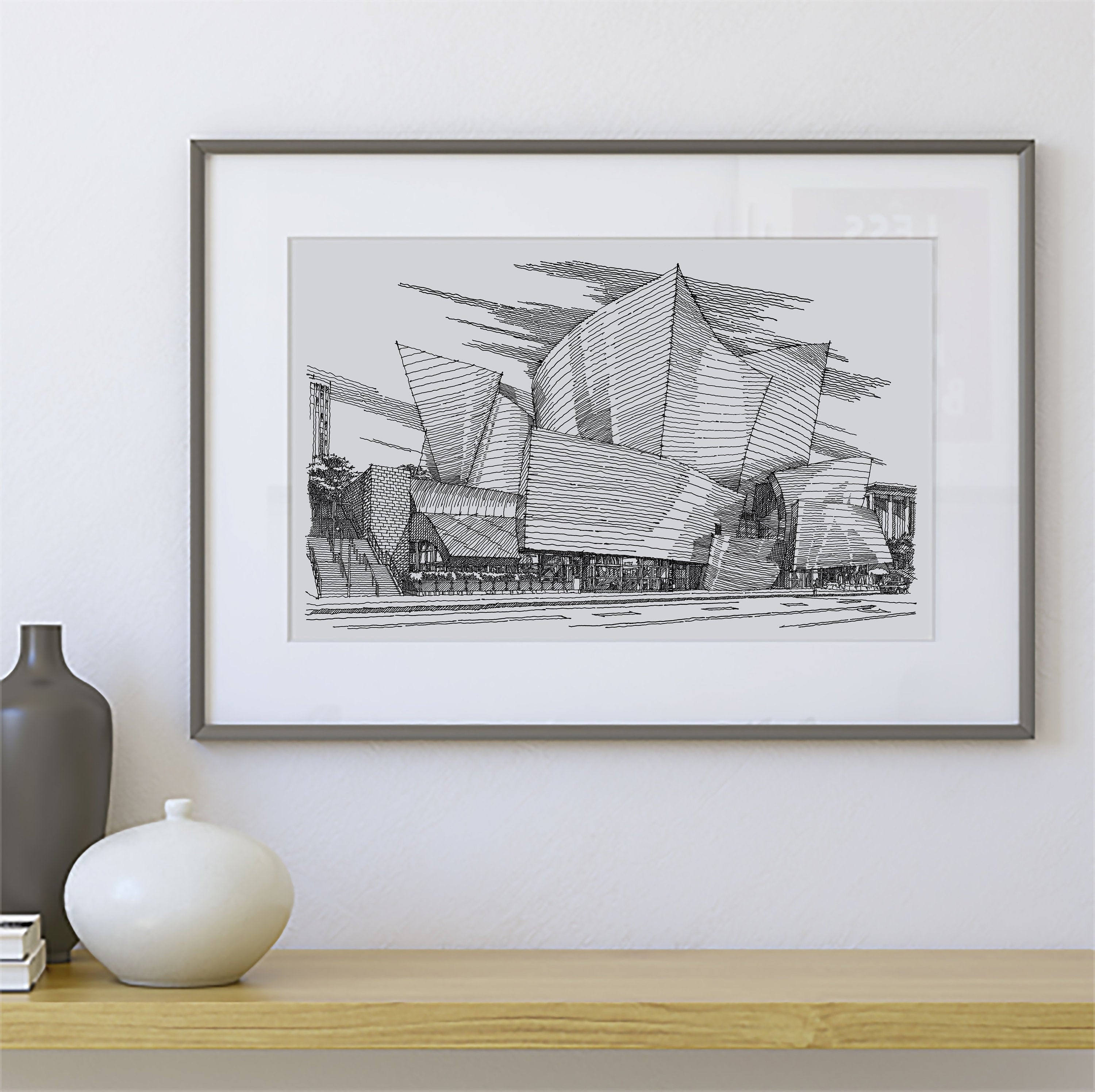 Disney Concert Hall, Frank Gehry Modern Architecture Sketch, Los