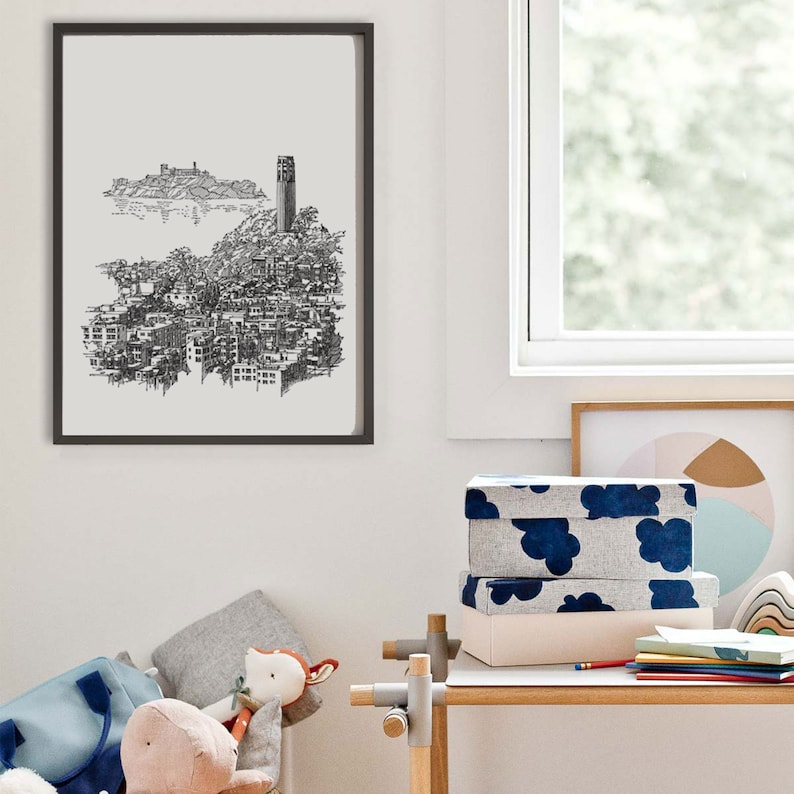 Architecture Print Coit Tower Print California Gift Pen and Ink San Francisco Drawing