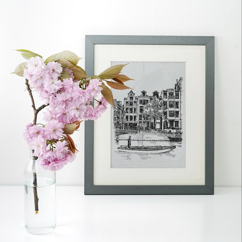 Amsterdam Wall Art Pen & Ink Original Artwork Hand Drawn Etsy