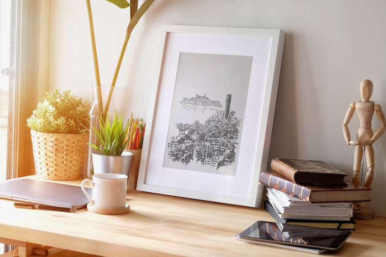 Architecture Print Coit Tower Print California Gift Pen and Ink San Francisco Drawing