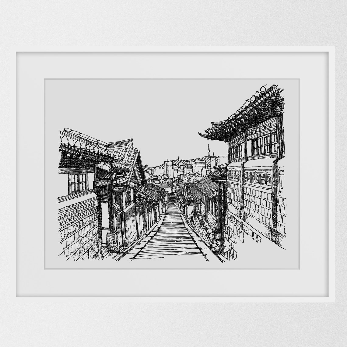 Seoul South Korea Art Print Korean Wall Art Bukchon Hanok Etsy