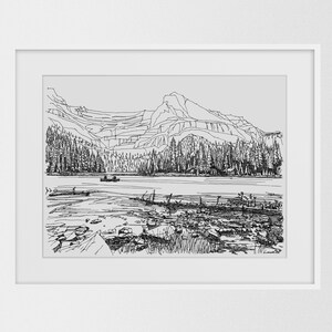 Banff National Park Print, Canada Landscape Wall Art Print, Drawings of Mountains, Travel Gift, Original Drawing Print, World Traveler Art image 7