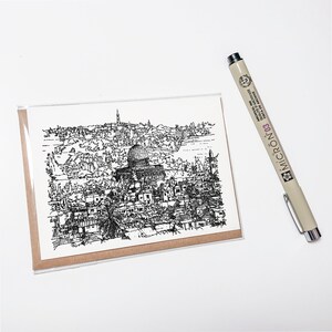 Jerusalem Art Print, Israeli art, Jerusalem Israel Poster, Holy Land, Cityscape Print, Jewish Home Decor, Original Drawing, Jewish Gift image 3