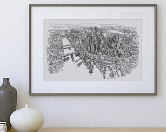 Boston Skyline Print, Boston Art Print, Boston Skyline Wall Art, Boston Travel Gift, Boston Black and White Art, City Line Art Print