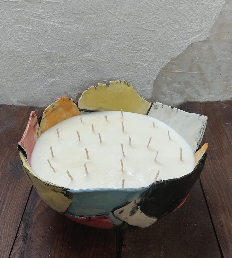Extra Large Candle in art Handmade Ceramic Bowl Etsy
