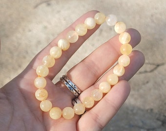 マルチカラー方解石ブレスレット（天然ビーズ、4/6/8/10mm） - Etsy 日本