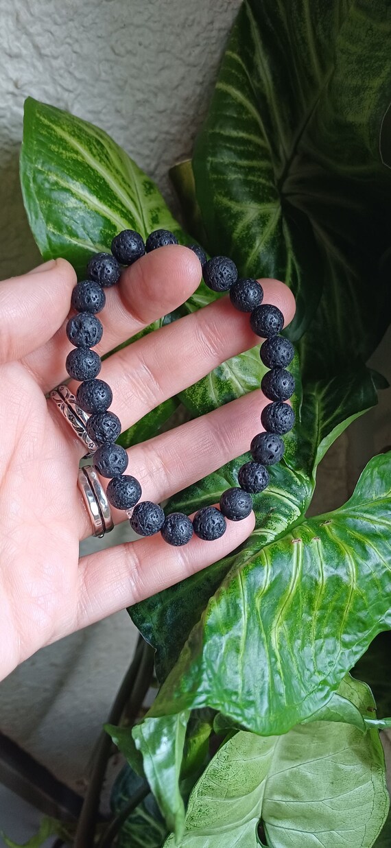 Bracelet Perles Pierre De Lave Et Laiton - Sur Mesure - Neuf Sans Emballage