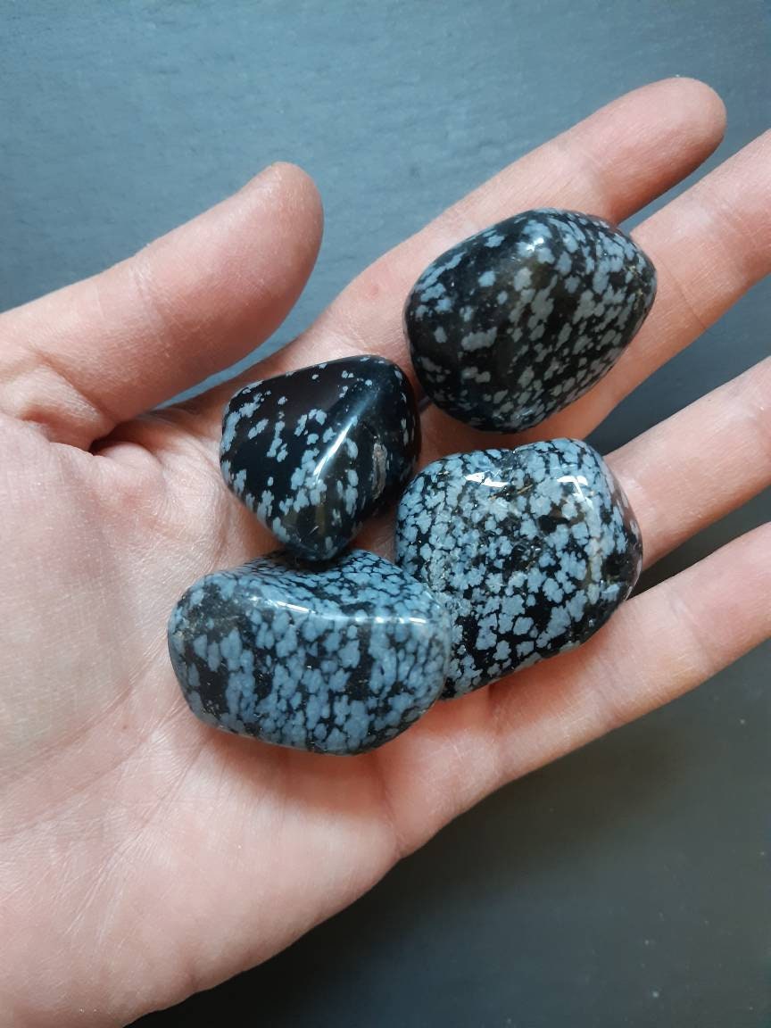 Pierres Roulées Obsidienne Flocon de Neige , Pierres Soin Naturelle Pour Lithothérapie - Pierre Poch