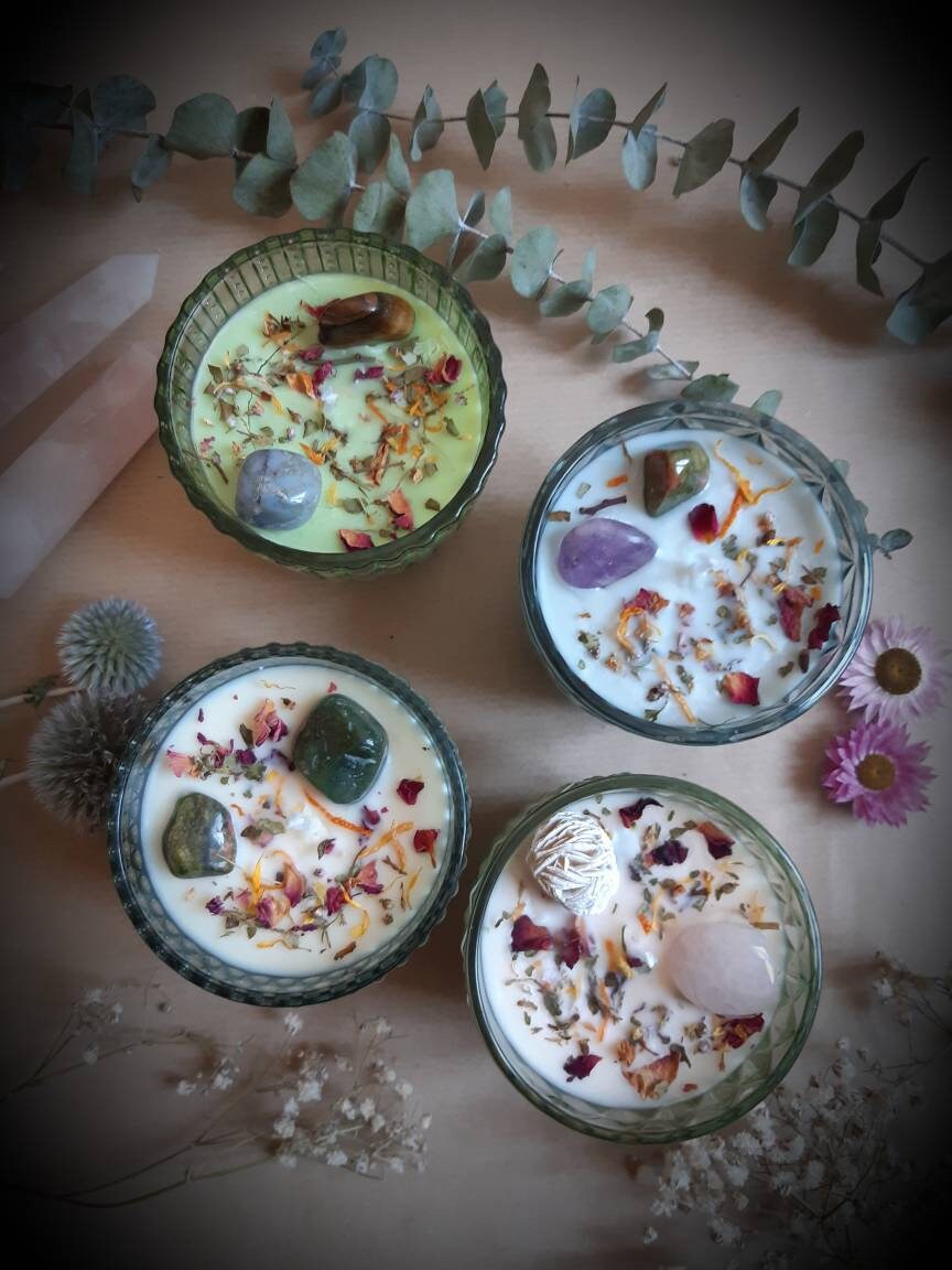 Bougie Artisanale, Photophore en Verre , Bougie Rituel Autel Ésotérique