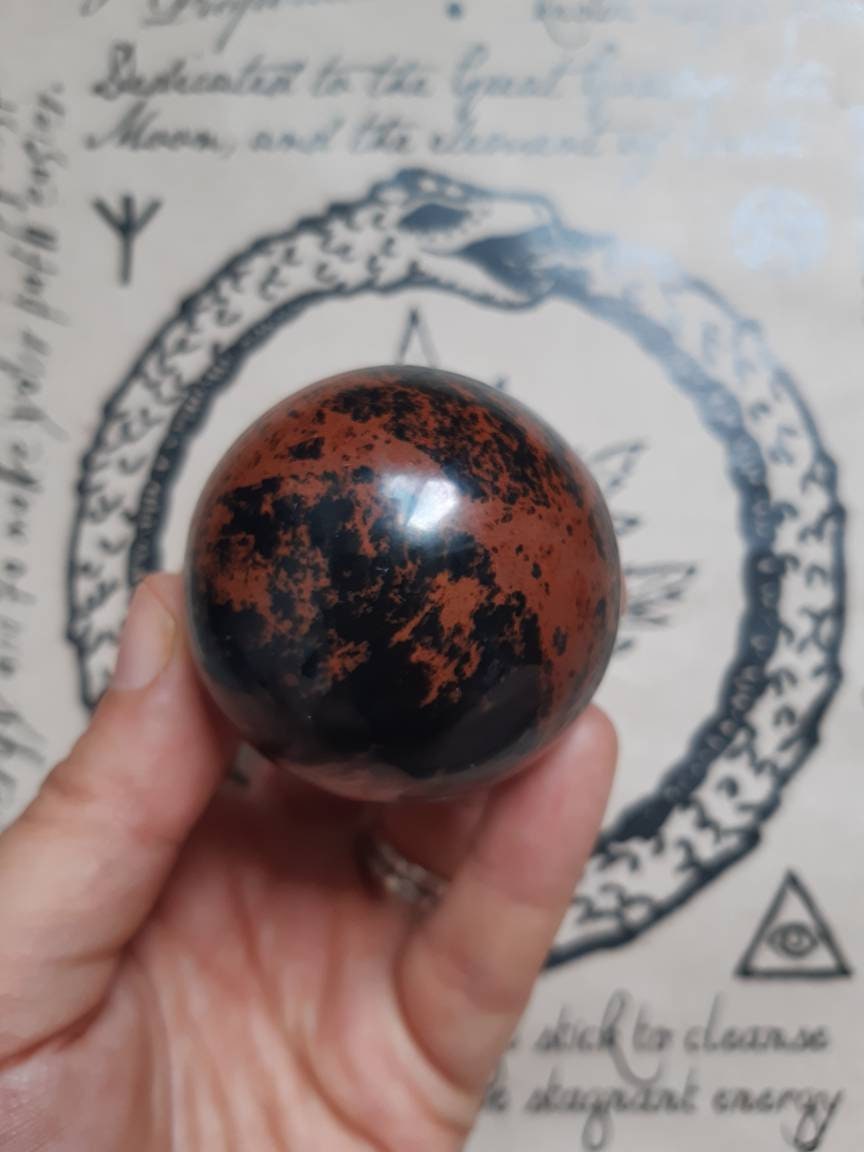 Sphère Obsidienne Mahogany Appelée Aussi Obsidienne Brune ou Acajou , Pierre de Lithothérapie Soins
