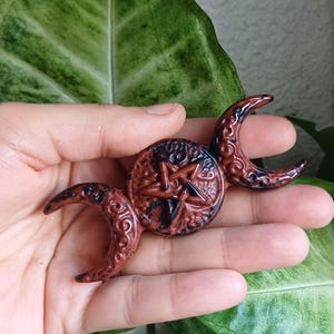 TRIPLE MOON Natural Mahogany Obsidian, brown obsidian natural stone for lithotherapy, Mahogany Obsidian.