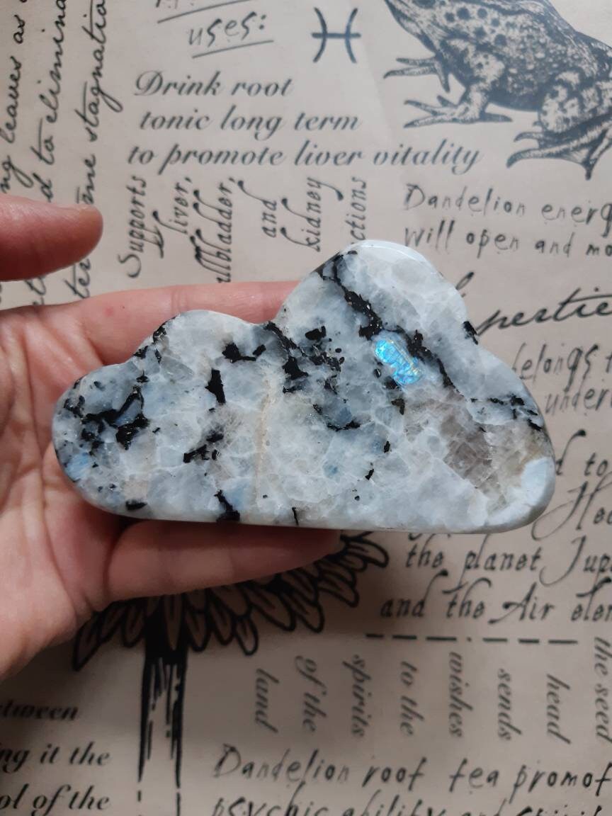 Pierre de Lune Arc en Ciel Forme Nuage Pierre Naturelle , Une Arc Pour Chakra Lithothérapie , Reiki.