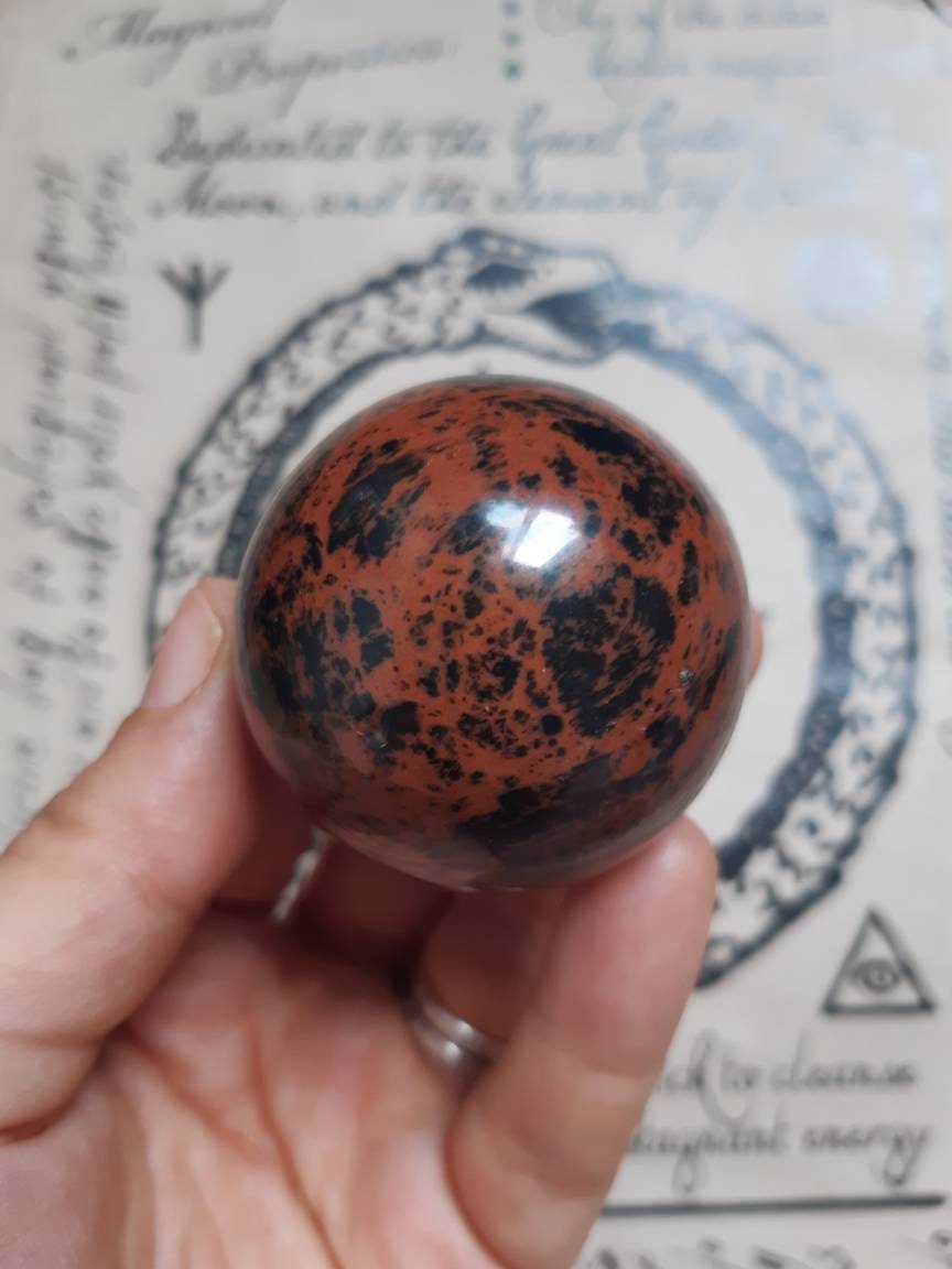 Sphère Obsidienne Mahogany Appelée Aussi Obsidienne Brune ou Acajou , Pierre de Lithothérapie Soins
