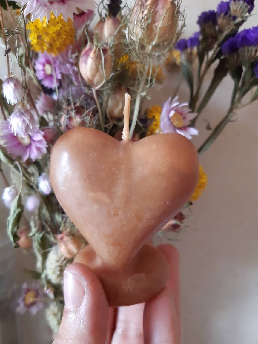 Bougies Cœur Cire d'abeille Naturelle et Miel Pour Magie Sorcellerie , Autel Ésotérique Rituel Magiq