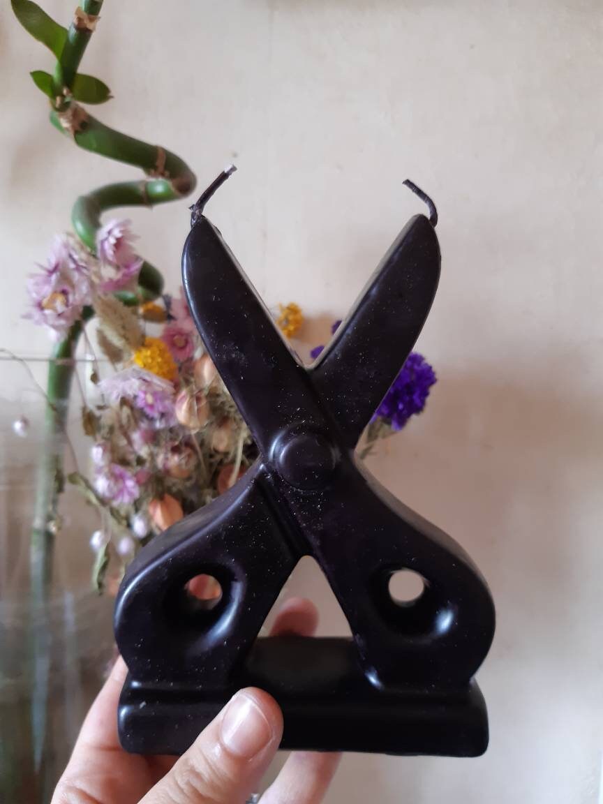 Bougie Ciseaux , Bougie Rituel en Cire Végétale Naturelles Pour Magie et Sorcellerie Autel Ésotériqu